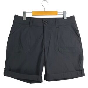 Eddie Bauer Womens Rolled Hem Bermuda Shorts Black Hiking Outdoor Size 12